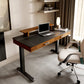 55x23 Two-Drawer Electric Standing Desk, Leather Finish