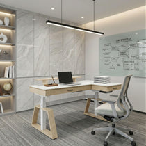 Ark Pro L-Shaped Standing Desk (Sintered Stone, 63"x23")