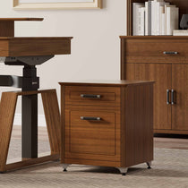 Dark Walnut 2-Drawer File Cabinet With Modern Design, Perfect for Home Office Storage.