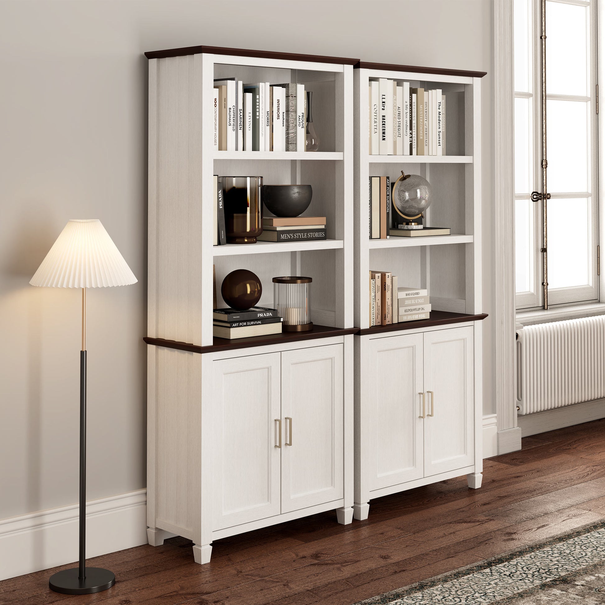 77 inch White Display Bookshelf with Storage Cabinet by Eureka Ergonomic