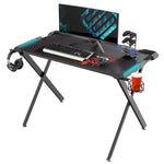 Eureka Gaming Desk with X-shaped Legs, Black