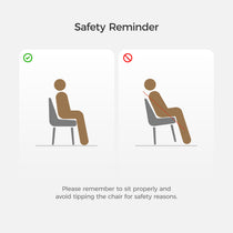 Milo Dining Chair Safety Reminder: Correct Sitting Posture vs. Tipping Hazard, Ensuring User Safety. .