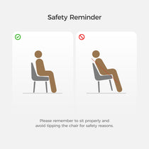 Safety Reminder for Proper Seating On Shanean Velvet Dining Chair, Ensuring Safe Usage and Preventing Tipping.