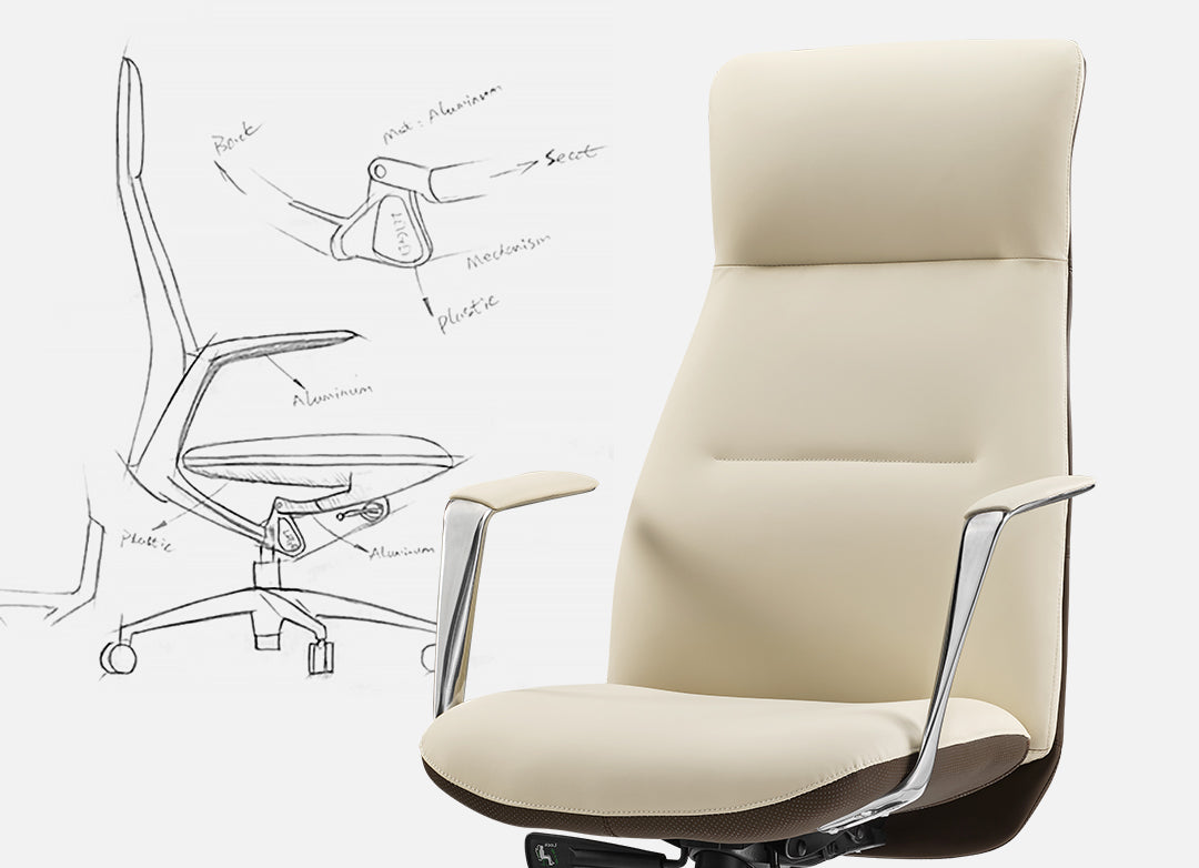 Royal Slim OC08 Leather High Back Executive Office Chair, Beige White, Executive Office