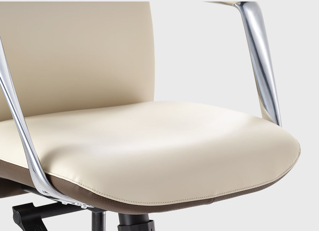 Royal Slim OC08 Leather High Back Executive Office Chair, Beige White, Executive Office, Firm Seating