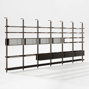 Arundel Colonnade Modular Shelving System, Black Oak