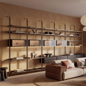 Arundel Colonnade Modular Shelving System, Black Oak
