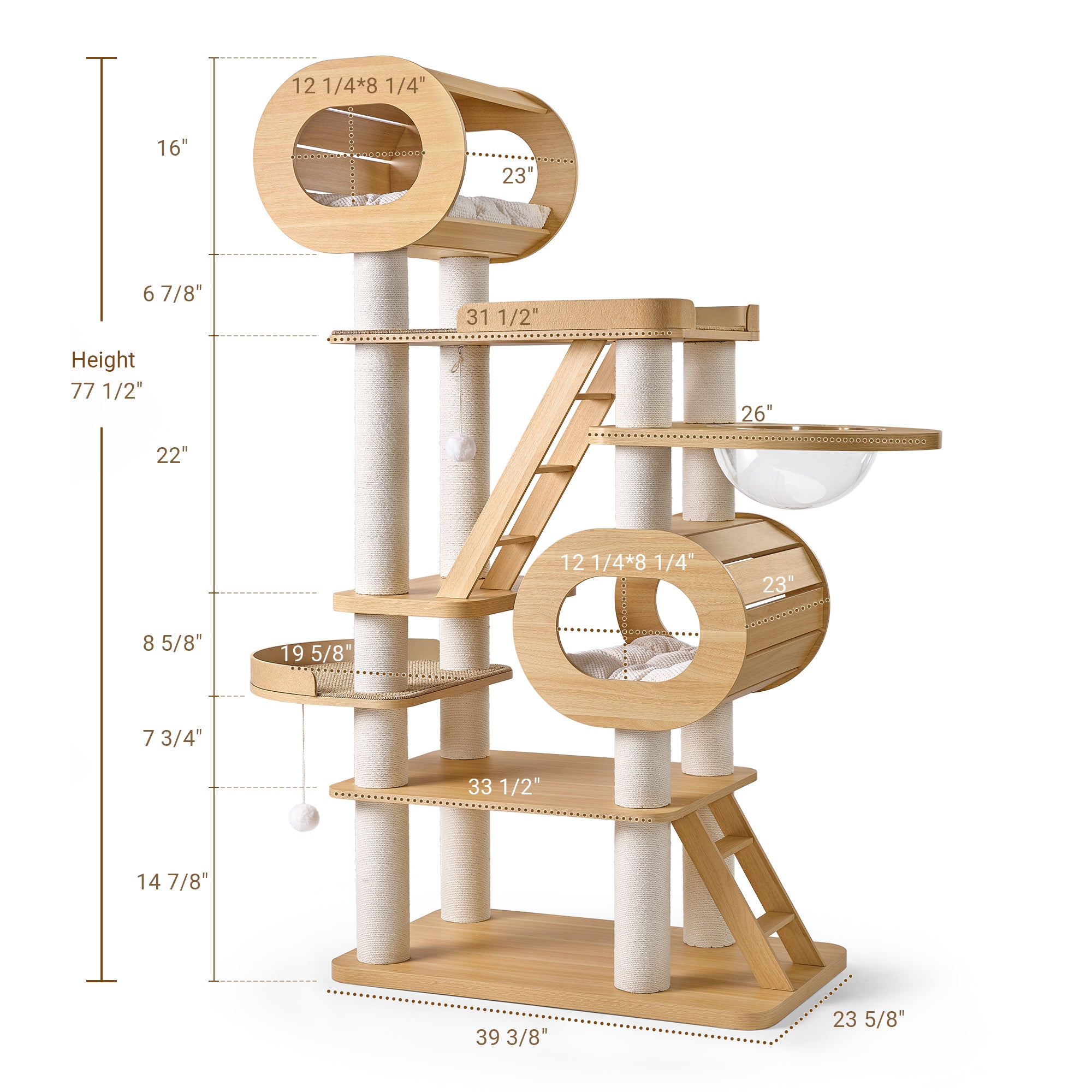 Large Multi-Level Cat Tree with Condos & Scratching Posts