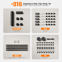 Eureka Ergonomic Cable Management Kit with organize and hide clips and wrap ties