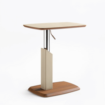 Height-Adjustable Saddle Leather C-Shaped Side Table