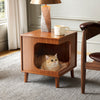 15.94" Solid Wood Cat Bed & Side Table - Walnut