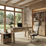 Eureka Ergonomic Executive Office Set with Ark EL Standing Desk, Serene Chair & Storage in home office.