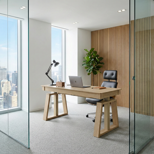 Executive Office Set：Ark EL Standing Desk & Mathias Napa Leather Chair