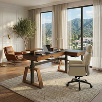 Executive Office Set:  Ark Standing Desk & Napa Leather Chair