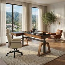 Executive Office Set:  Ark Standing Desk & Napa Leather Chair