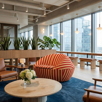 Lounge Chair-Red Yellow & Blue Yellow Stripe