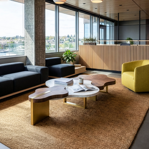 63" Cloud Shape Solid Wood Coffee Table Set