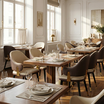 Anareli, Upholstered Dining Arm Chairs Set of 2,Beige & Dark Brown