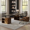 Executive Office Set：Zen Pro Standing Desk & Premium Executive Chair - Black & Walnut