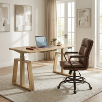 Eureka Ergonomic Home Office Set with Ark Lite Standing Desk and Regal PU Leather Chair in home office.