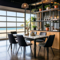 Solace, Upholstered Dining Side Chairs Set of 2, Black Gray