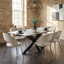 Shanean, Velvet Dining Chair  1 PC,  Off-White