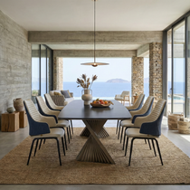 Juliet, Dining Arm Chairs Set of 2, Brown/Blue