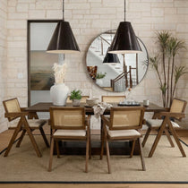 Mila Rattan Dining Chairs Set of 2, Walnut/Black