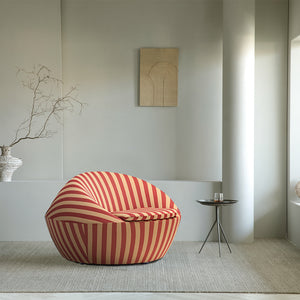Compact Barrel Lounge Chair, Red-colored