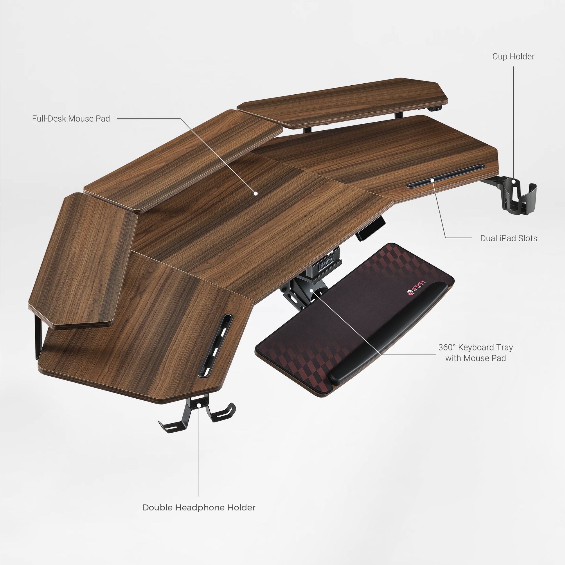 Eureka Ergonomic Aero Pro Desk, Featuring Ergonomic Design, 360° Keyboard Tray, and Cable Management.