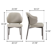 Noble Gray Upholstered Dining Chair Dimensions, Showcasing Seat Width and Height.
