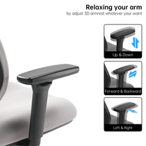 Flex Ergonomic Office Chair With 3D Adjustable Armrests, Providing Flexible Arm Support for Optimal Comfort.