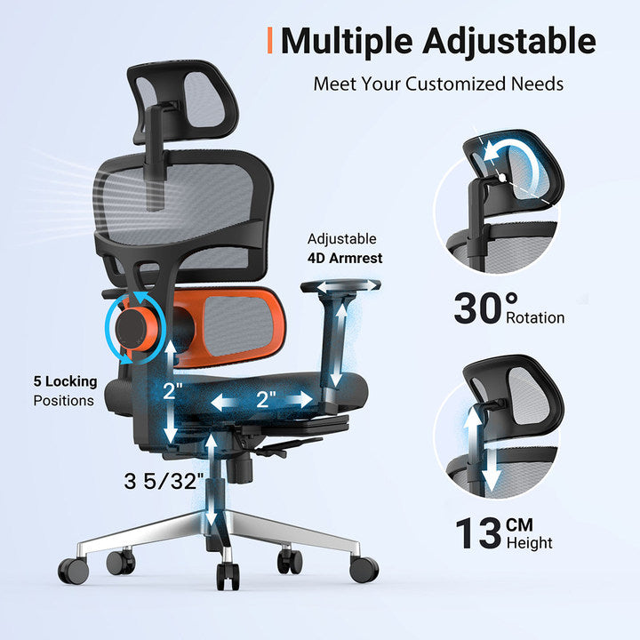 Eureka Dynamic Lumbar Support High Back Office Chair with Footrest