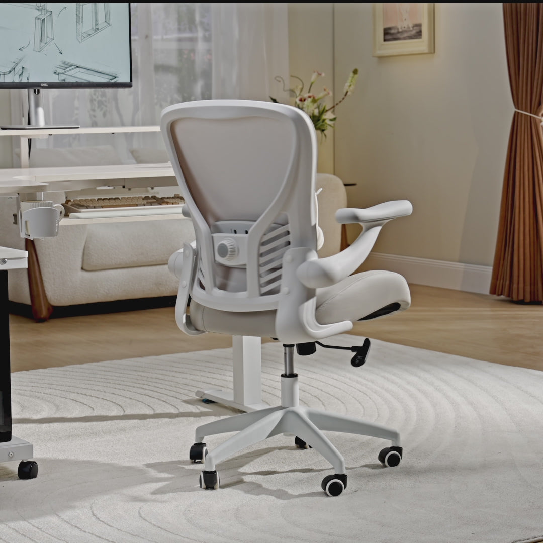 エコーネス　ホワイトレザーアームチェア Good PU Leather Office Chair with Lumbar Support | Eureka Ergonomic