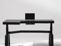 Ergonomic L-shaped desk with full-surface frosted glass desktop for mouse tracking, built-in RGB edge lights, and a dual-monitor arm setup for professional gaming or coding.