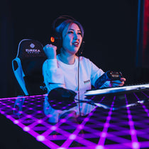 GTG-I43 43 inch Glass RGB Desktop Gaming Desk, Fixed Height Desk, with Accessory Set, Promotional Video