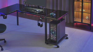 Eureka Ergonomic Height-Adjustable Illuminated Panel CPU Cart, Black