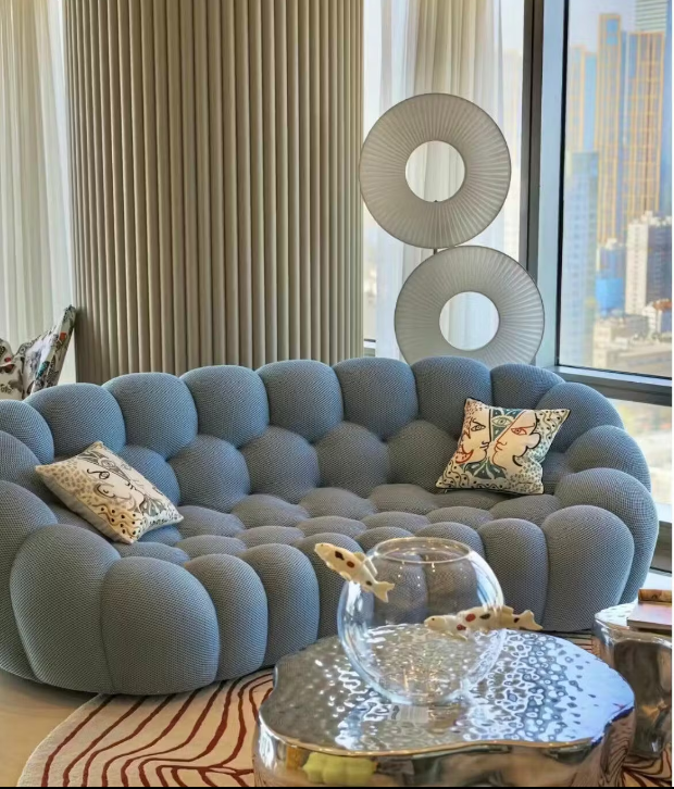 Bubble Shaped Gray Living Room Sofa with Loveseat|Eureka Bubble Shaped Gray Living Room Sofa with Loveseat|Eureka