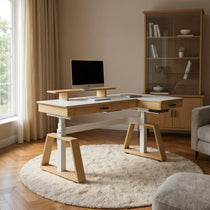 Ark Pro L-Shaped Standing Desk (Sintered Stone, 63"x23")