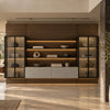 Arundel Dark Walnut Wall System with Slatted Cabinet and Led Lighting - Dark Walnut