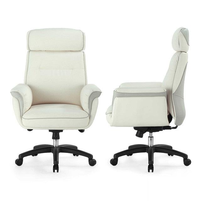 Office chair best sale leather white