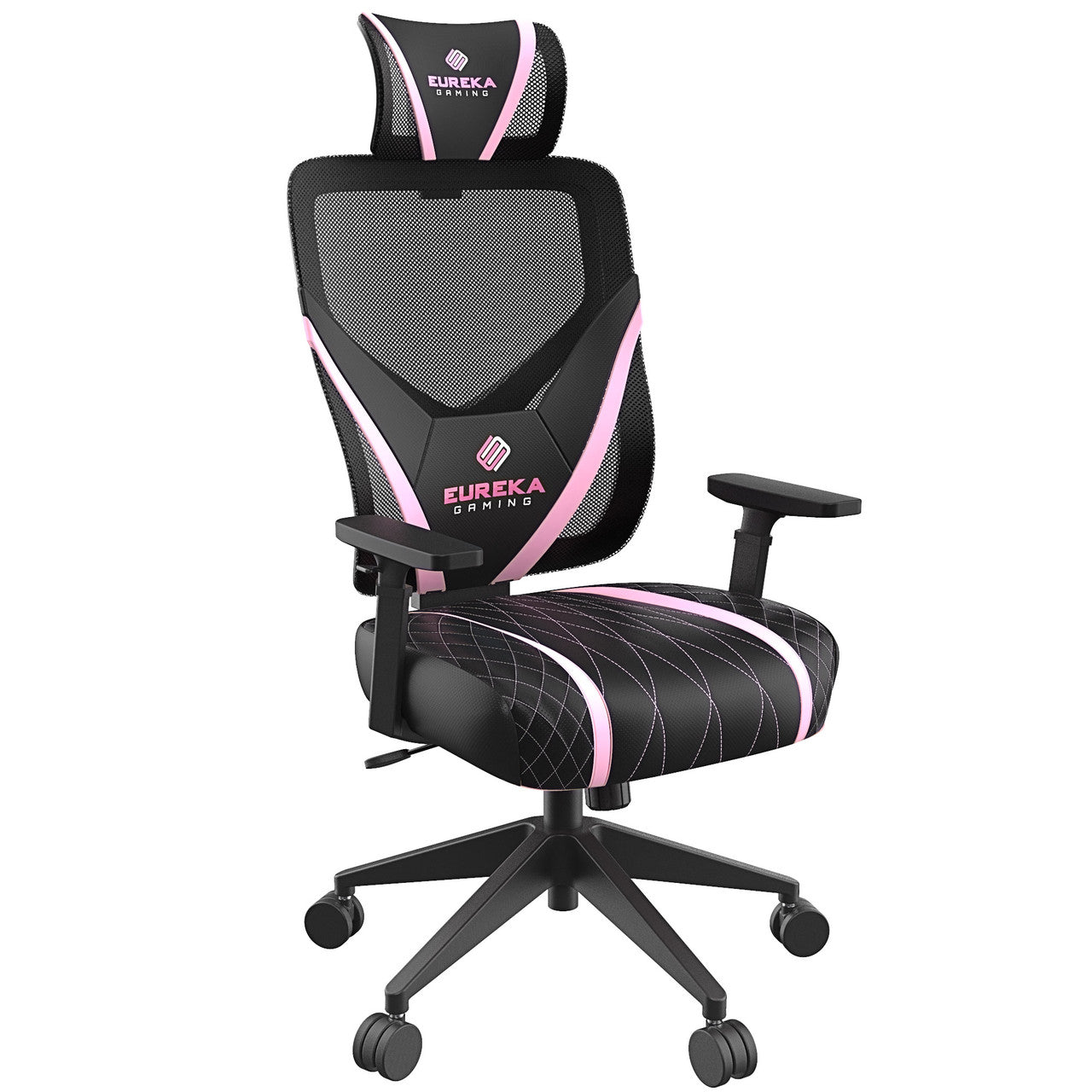 Eureka Ergonomic Home Office Gaming Computer Swivel Chair with Headrest and Lumbar Support, Adjustable Mesh Back & Height, Exclusive Ergonomic Video Game Chair, Black&Pink