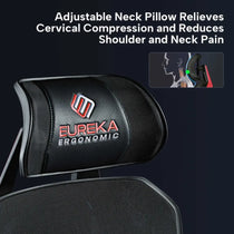 Eureka Ergonomic Typhon Gaming Chair With Adjustable Neck Pillow for Cervical Support and Pain Relief, Black.