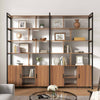 Napa Wood Bookcase Cabinet, Bottom Storage, Adjustable Book Shelves - Walnut & Gray