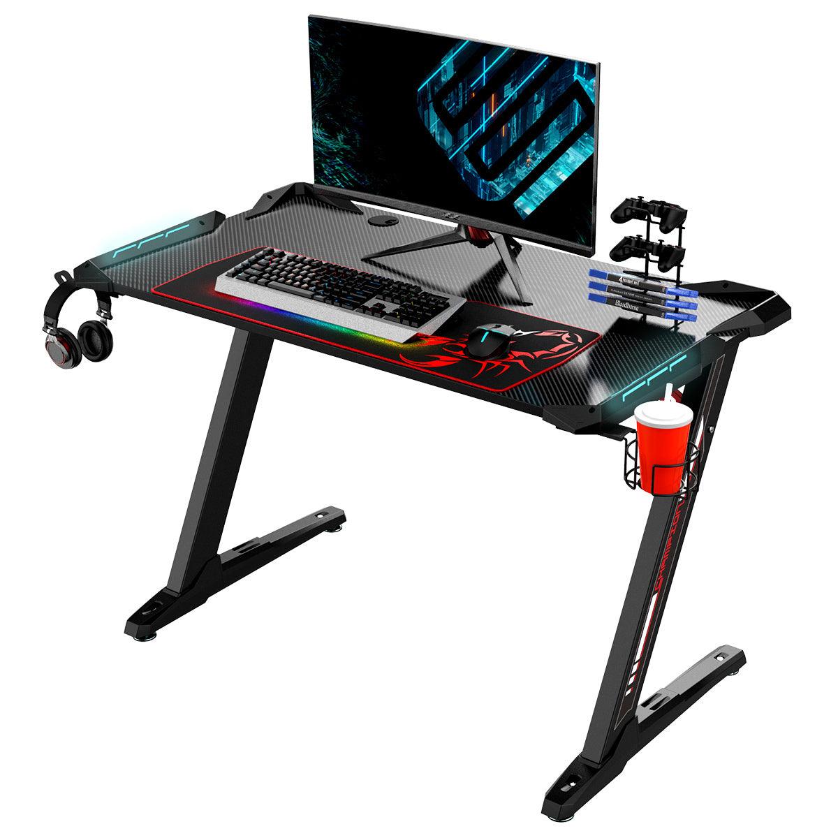 Eureka Ergonomic 44x24 Gaming Desk with Z-shaped Legs, Black