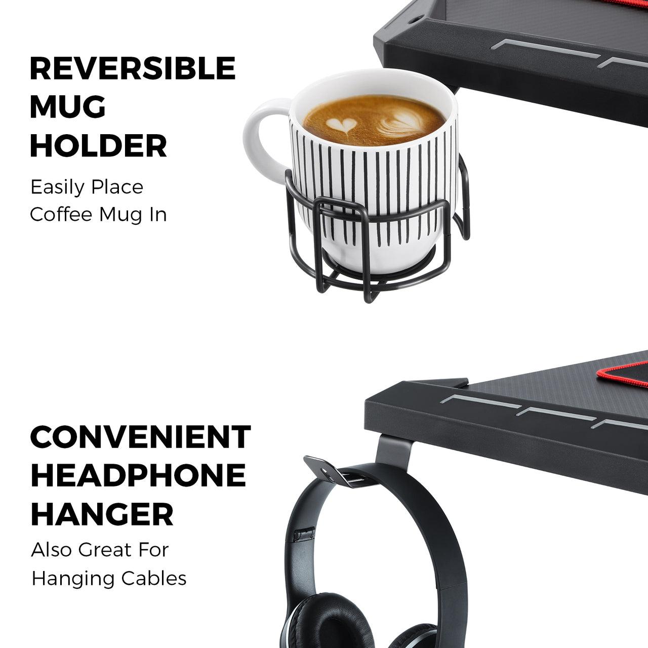 GAMING DESK: Z1 S 44" RGB - Mug Holder - Convenient Headphone Hanger - Eureka Ergonomic GAMING-DESKS SCENE5
